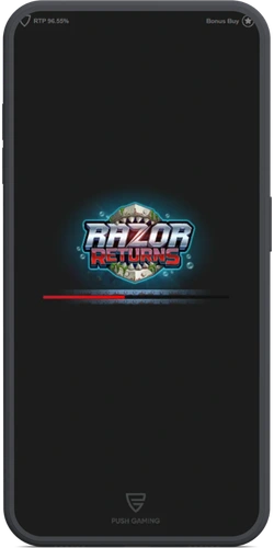 Razor Returns slot laadt op een mobiel apparaat via Push Gaming.