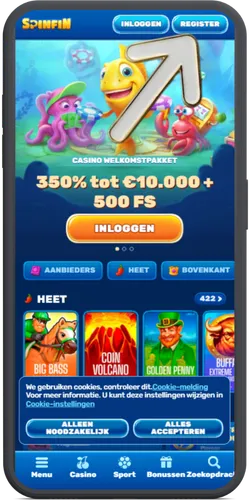 Klik op de SIGN UP knop om te registreren in het online casino.